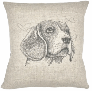 Coussin brodé Beagle
