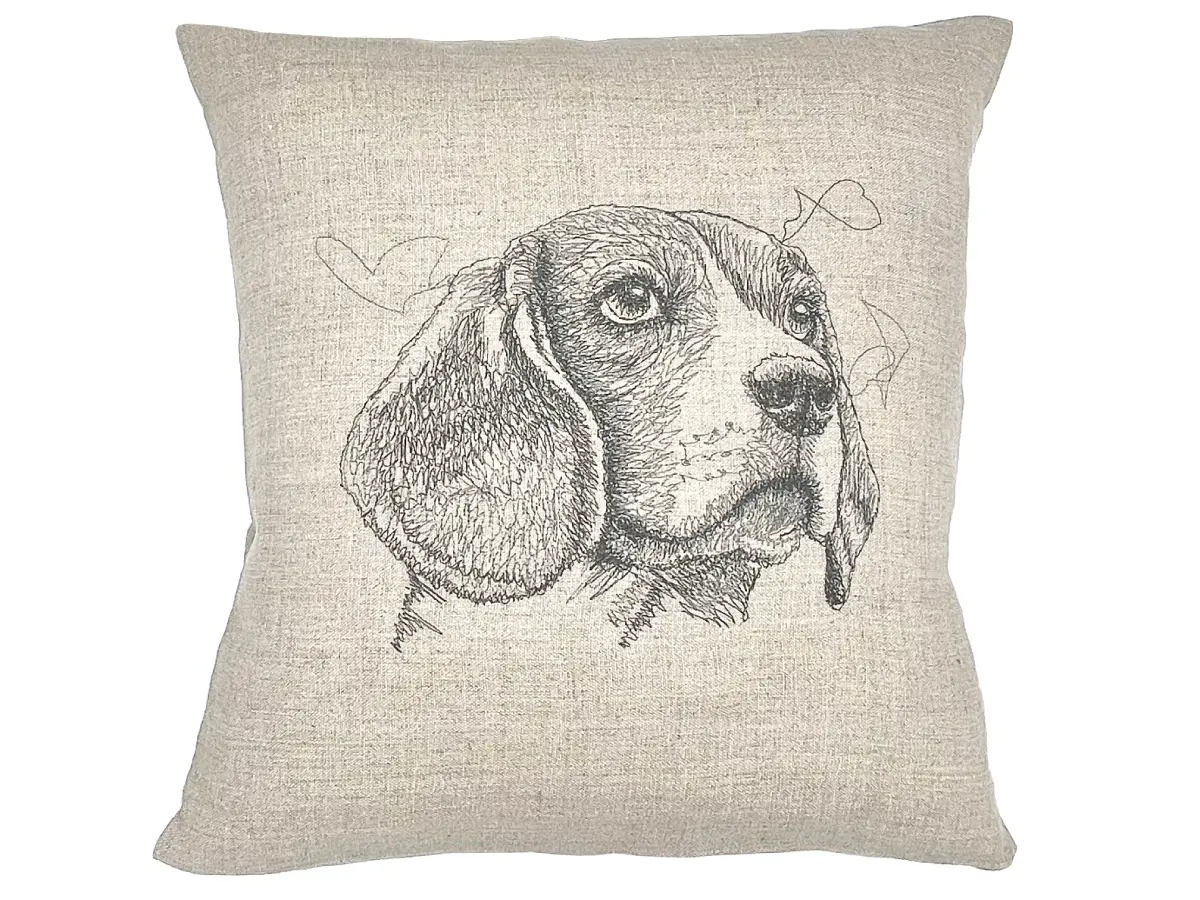Coussin personnalisé coussin chien brodé beagle
