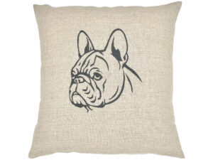 Coussin brodé chien Bouledogue français
