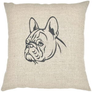 Coussin brodé chien Bouledogue français
