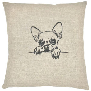 Coussin brodé chihuahua poils courts