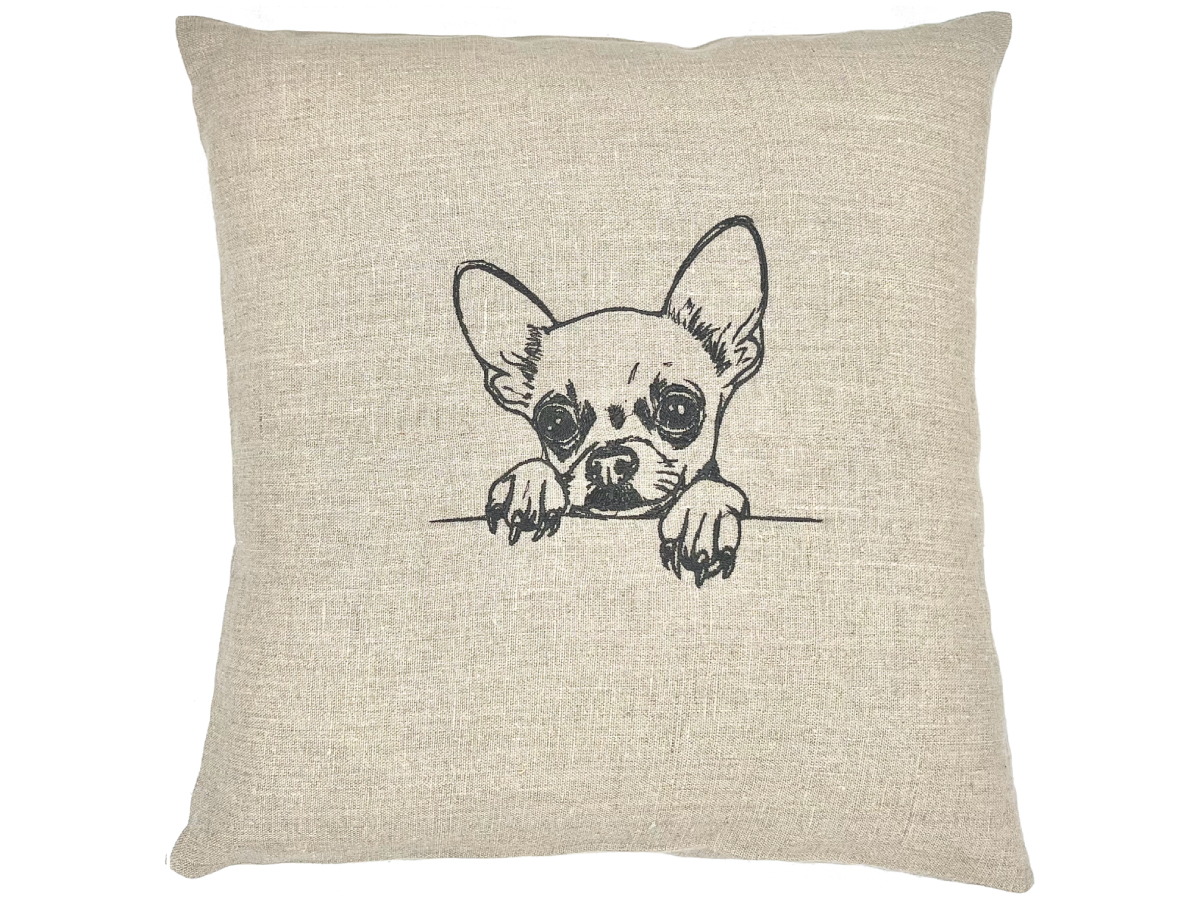 Coussin personnalisé broderie coussin brodé chihuahua poils courts
