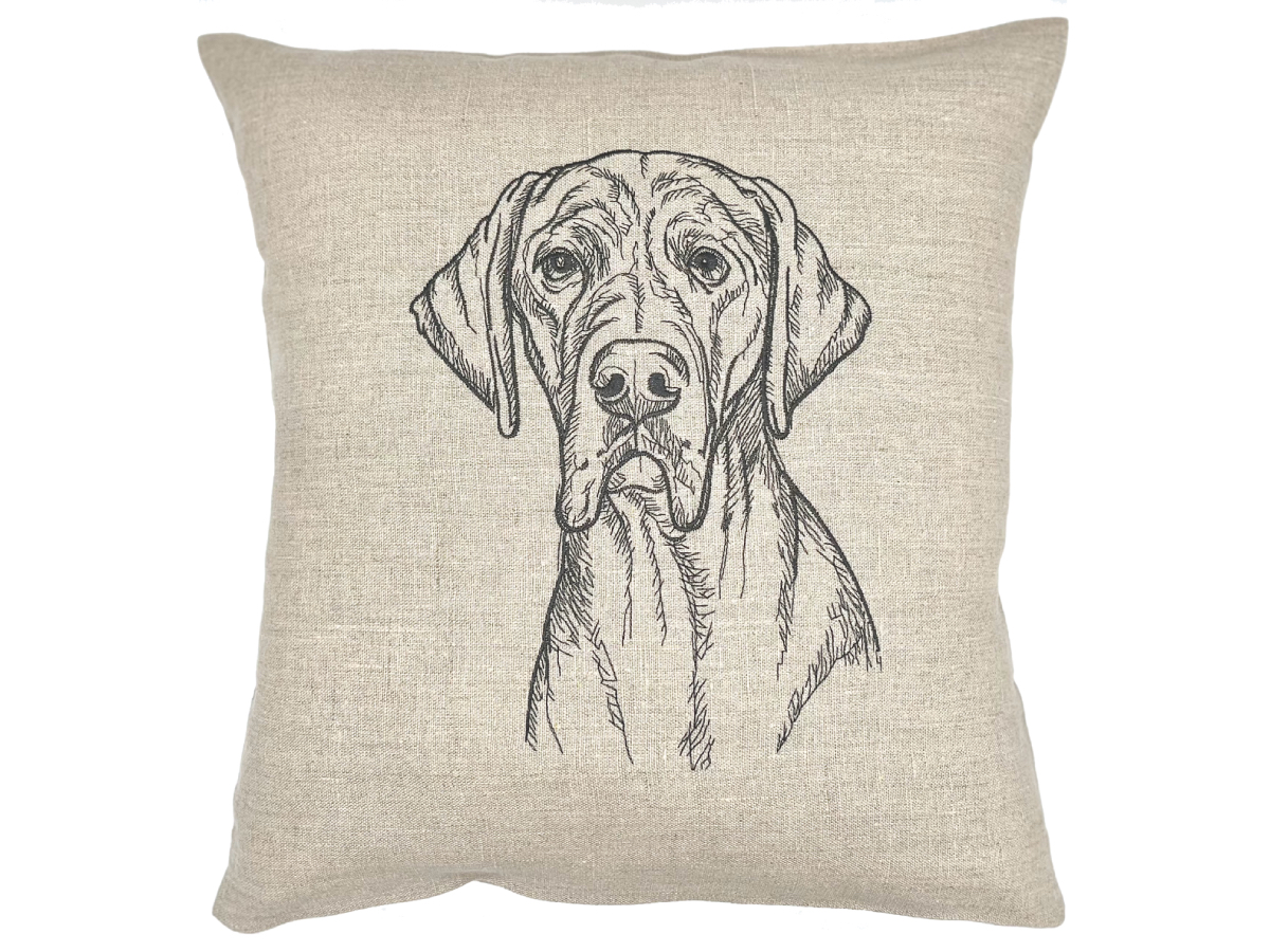 coussin brodé chien Dogue allemand