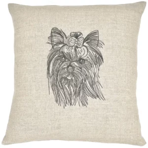 coussin brodé chien Yorkshire terrier