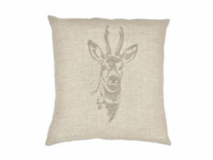 coussin brodé chevreuil en lin