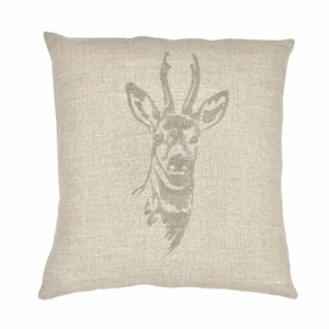 coussin brodé chevreuil en lin