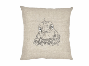 coussin lin brodé coq