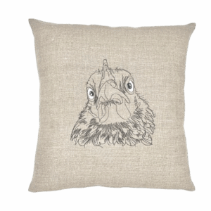 coussin lin brodé coq