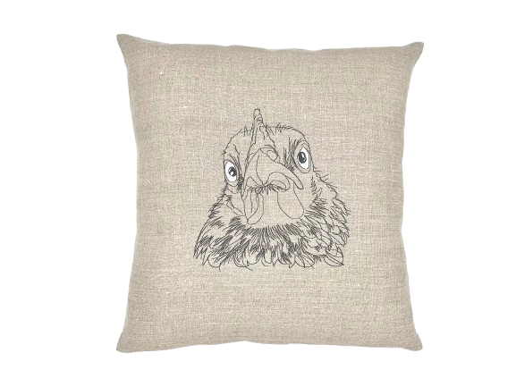 coussin lin brodé coq
